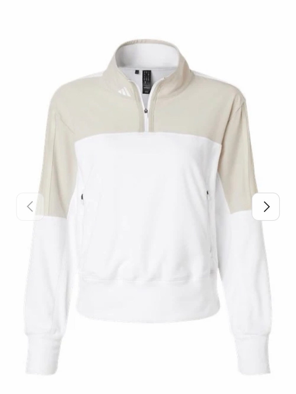 adidas Women’s Two-Tone Half-Zip Pullover in Cream and Tan